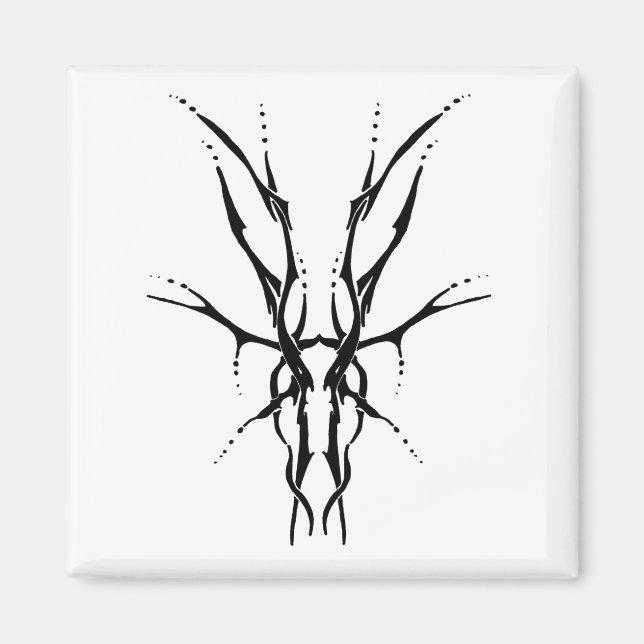 Black Tribal Deer Skull Hunting Design Magnet (Front)