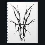 Black Tribal Deer Skull Hunting Design Notebook<br><div class="desc">Make a bold statement with this unique, intricately detailed Deer Skull Tribal Design. Featuring a striking black and white image, this artwork reimagines the classic hunting trophy with a dark, modern edge. Perfect for deer hunters looking for gear that stands out from the traditional camo, this "scary-cool" tribal aesthetic adds...</div>