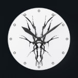 Black Tribal Deer Skull Hunting Design Round Clock<br><div class="desc">Make a bold statement with this unique, intricately detailed Deer Skull Tribal Design. Featuring a striking black and white image, this artwork reimagines the classic hunting trophy with a dark, modern edge. Perfect for deer hunters looking for gear that stands out from the traditional camo, this "scary-cool" tribal aesthetic adds...</div>