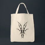 Black Tribal Deer Skull Hunting Design Tote Bag<br><div class="desc">Make a bold statement with this unique, intricately detailed Deer Skull Tribal Design. Featuring a striking black and white image, this artwork reimagines the classic hunting trophy with a dark, modern edge. Perfect for deer hunters looking for gear that stands out from the traditional camo, this "scary-cool" tribal aesthetic adds...</div>