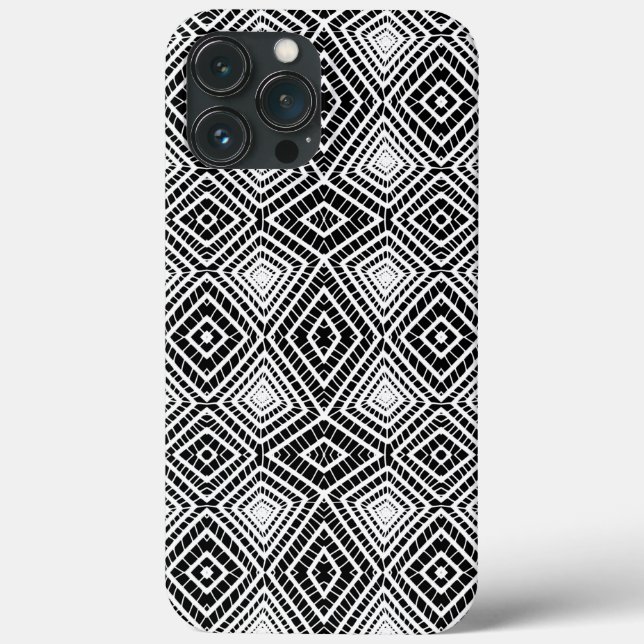 black Tribal Diamonds Mud Cloth African Pattern  Case-Mate iPhone Case (Back)
