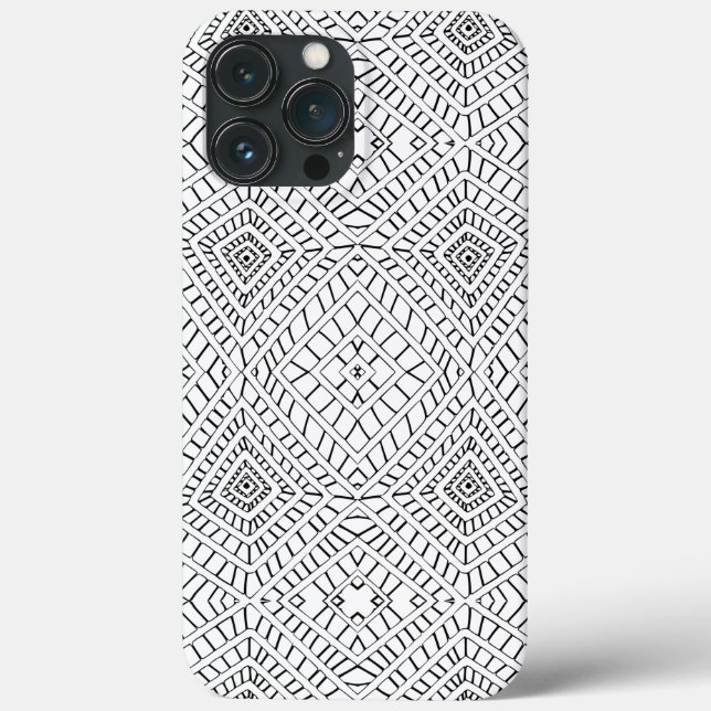 black Tribal Diamonds Mud Cloth African Pattern Case-Mate iPhone Case (Back)