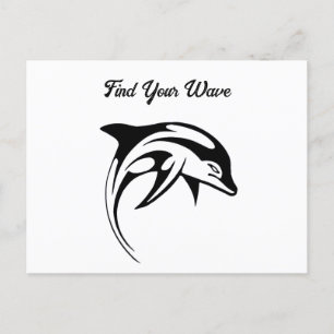 Black Tribal Dolphin Cartoon Cool Ocean Tattoo Postcard