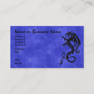 Black tribal Dragon on Blue Business Card