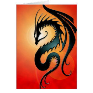 Black Tribal Dragon, red