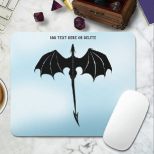 Black Tribal Flight Dragon Fantasy Blue Sky Mouse Mat