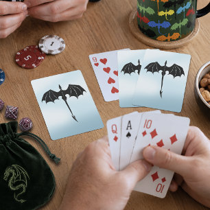 Black Tribal Flight Dragon Fantasy Blue Sky Playing Cards