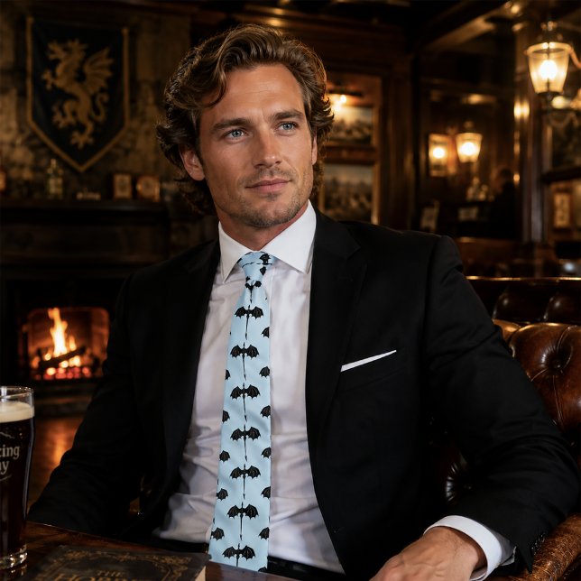 Black Tribal Flight Dragon Fantasy Blue Sky Tie (Creator Uploaded)