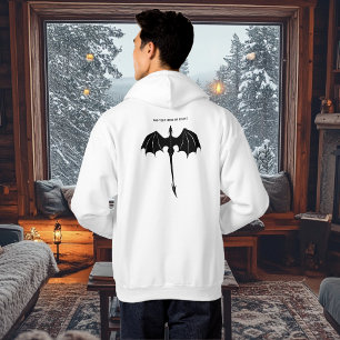 Black Tribal Flight Dragon Fantasy White Hoodie