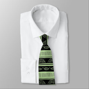 Black tribal pattern on mint-green tie