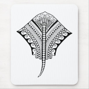Black Tribal Stingray Manta Ray Mouse Mat