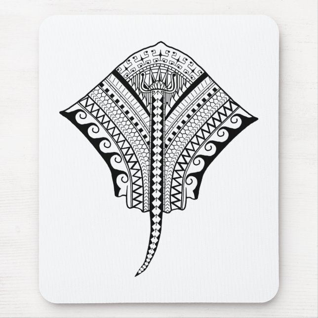 Black Tribal Stingray Manta Ray Mouse Mat (Front)
