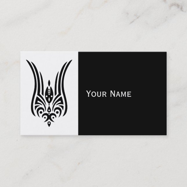 BLACK Tribal Tattoo - tulip + your ideas Business Card (Front)