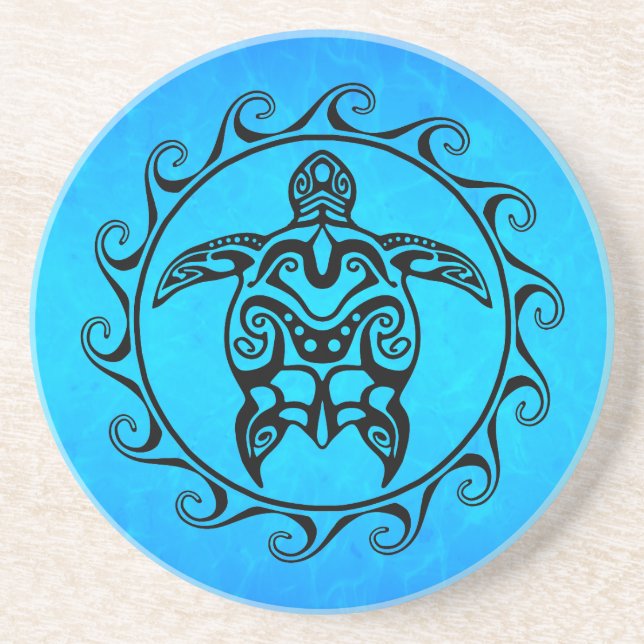 Black Tribal Turtle Coaster (Front)