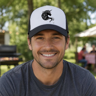 Black Tribal Unicorn Trucker Hat