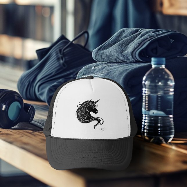 Black Tribal Unicorn Trucker Hat (Creator Uploaded)