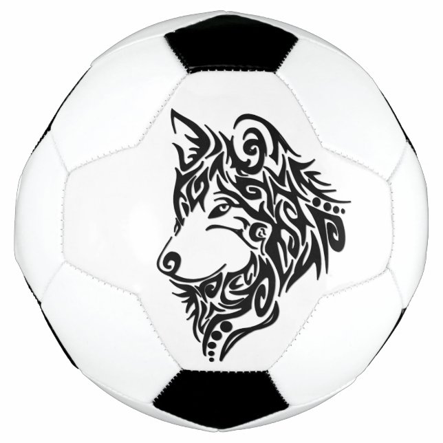 Black Tribal Wolf Football (Front)