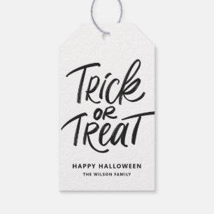 Black Trick or Treat Hand Lettering Halloween Gift Tags