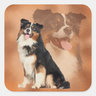 Black tricolor Australian Shepherd - Aussie Square Sticker