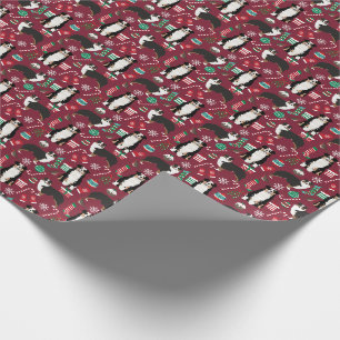 Black Tricolor Australian Shepherd Christmas Cranb Wrapping Paper