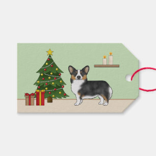Black Tricolor Pembroke Welsh Corgi Christmas Tree Gift Tags