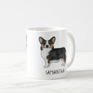 Black Tricolor Pembroke Welsh Corgi Custom Name Coffee Mug
