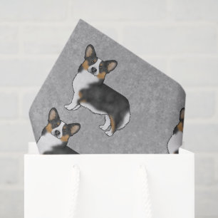 Black Tricolor Pembroke Welsh Corgi Dog Pattern Tissue Paper