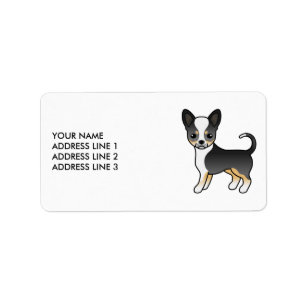 Black Tricolor Smooth Coat Chihuahua Cute Dog Label