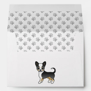 Black Tricolor Smooth Coat Chihuahua Dog & Paws Envelope