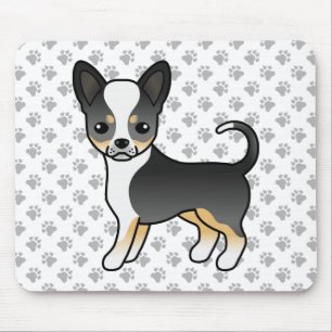 Black Tricolor Smooth Coat Chihuahua Dog & Paws Mouse Mat