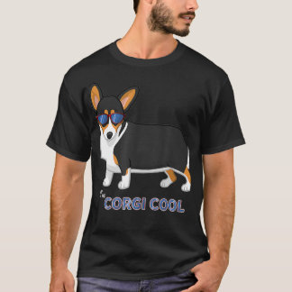 Black Tricolor Tailless Pembroke Corgi Cool T-Shirt