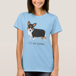 Black Tricolor Tailless Pembroke Welsh Corgi T-Shirt