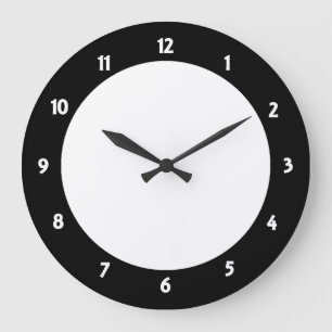 Black Trim White Number Clock Face Decorative