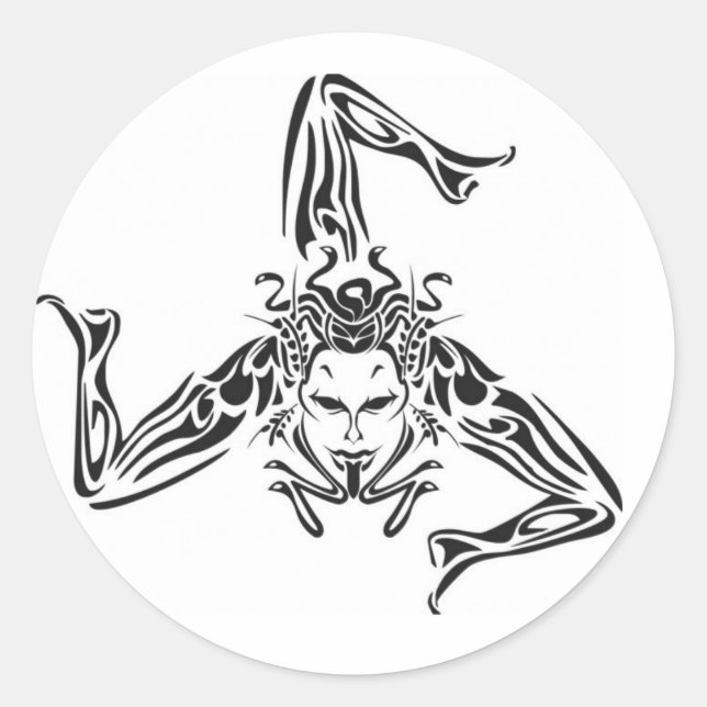 Black Trinacria on a white background Classic Round Sticker (Front)