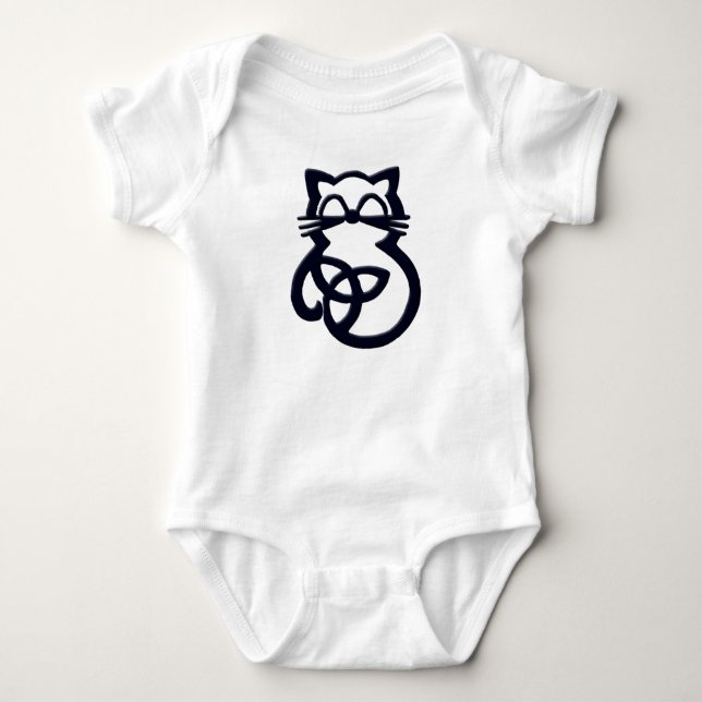 Black Trinity Knot Celtic Cat Baby One Piece Bodysuit (Front)