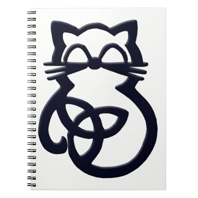 Black Trinity Knot Celtic Cat Notebook (Front)