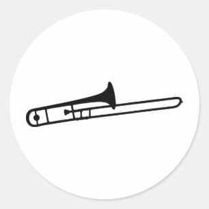 black trombone instrument icon classic round sticker