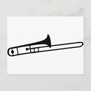 black trombone instrument icon postcard