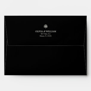 Black Tropical Palm 5x7 Wedding Envelope