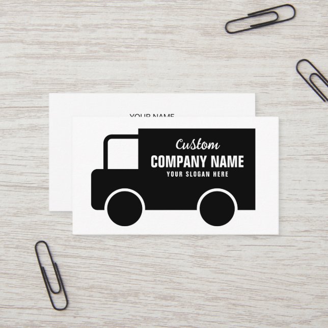 Black Truck Logo Business Card Template (Front/Back In Situ)