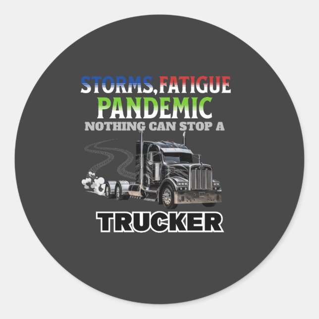 Black Truck Speed Road Strength Unstoppable Driver Classic Round Sticker (Front)