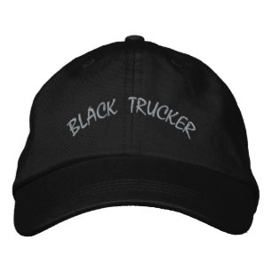 BLACK TRUCKER Premium Adjustable Fashion-Hat Black Embroidered Hat