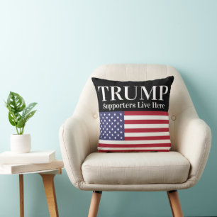 Black Trump Supporters Live Here American Flag Cushion