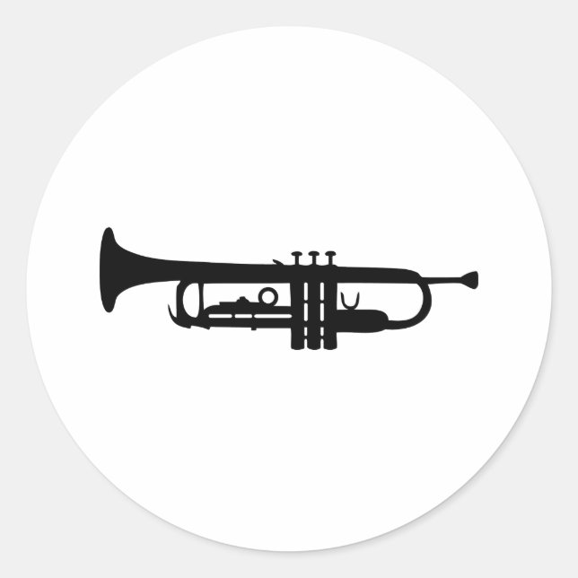 black trumpet icon classic round sticker (Front)