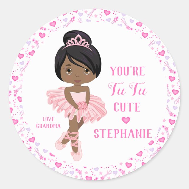 Black Tu Tu Cute Ballerina Classic Round Sticker (Front)