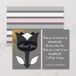 Black Tulip & Gold Glitter Retirement Thanks Card