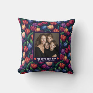 Black Tulip Texture First Time Mum Day Luxury Cushion