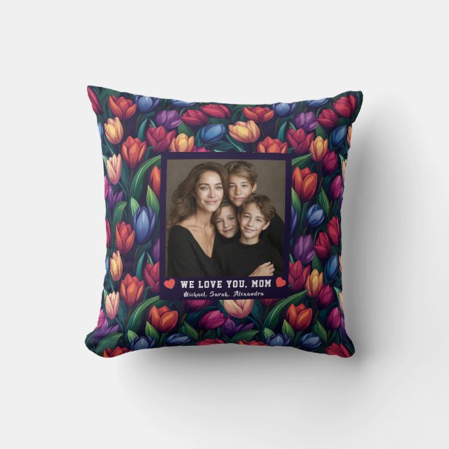Black Tulip Texture  First Time Mum Day  Luxury Cushion (Front)