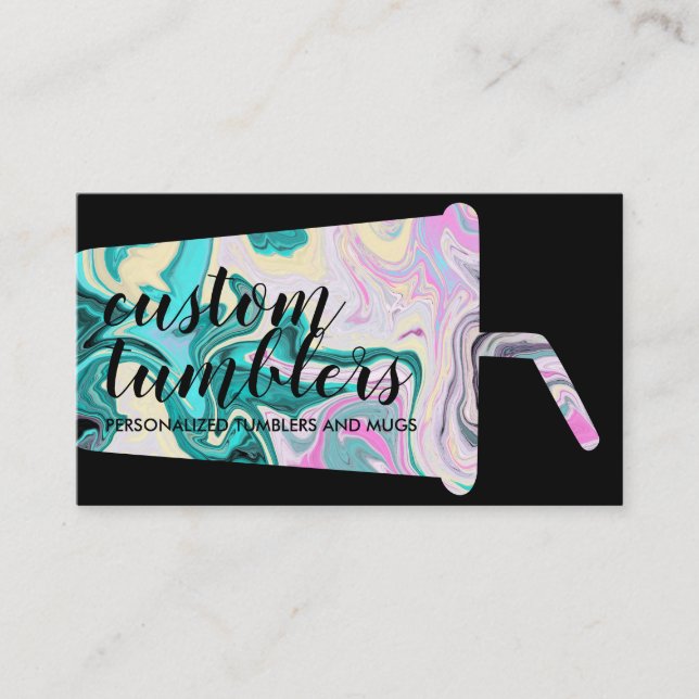 Black Tumbler travel mug shop crafter Business Card (Front)