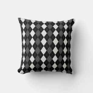 Black & TUNGSTEN GREY Diamonds ARGYLE Pattern Cushion